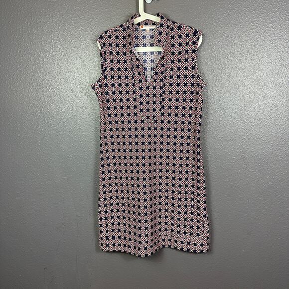 Jude Connally Large A-Line Dress  Sleeveless V-Neck Geometric Blue Red - Picture 7 of 7